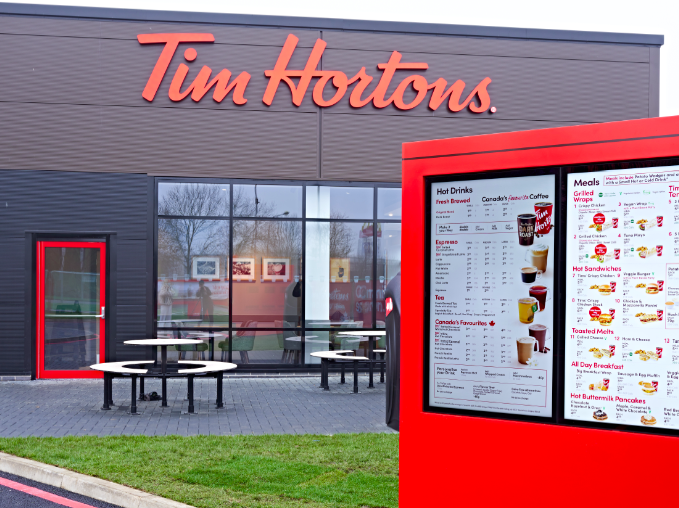 You can buy pancakes and burgers from Tim Hortons in the U.K. and